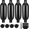 Vevor Boat Fenders Oppblåsbare Ribbede Boat Bumpers for Docking 6,5" x 23" Svart