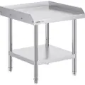 Vevor arbeidsbord i rustfritt stål, 24 x 24 x 26 tommer kommersielt arbeidsbord for matlaging, 3-sidig bakplate kraftig arbeidsbord for matlaging, arbeidsbord i metall med justerbar høyde for restaura