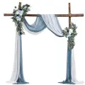 Vevor kunstige blomster til bryllupsbuen, blå blomster til bryllupsbuen med draperinger (pakke med 4) - 2 stk. blomsteroppsats, 2 stk. gjennomsiktige draperinger, for seremonibuketter, mottakelsesbakg