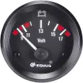 EQUUS 842060 Bil indbygningsinstrument Voltmeter måleområde 9 - 17 V Standard Gul, Rød, Grøn 52 mm