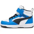 Puma Rebound V6 Mid Toddlers'Sneakers, Shoes, White/Black/Racing Blue, 22