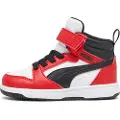 Puma Rebound V6 Mid Toddlers'Sneakers, Shoes, White/Black/Red, 23