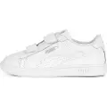Puma Smash 3.0 Leather V Sneakers Kids, Shoes, White/Cool Light Gray, 32