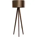 QAZQA Tripod Gulvlampe Valnøtt med Bronse Velvet Skjerm 50cm - Tripod Classic