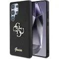 GUESS Fast glitter bakre skall for Samsung Galaxy S25 Ultra med metallisk 4G-logo - Svart