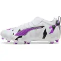 Puma ULTRA 5 MATCH FOREVER FG/AG Football Boots Youth, Shoes, White/Pure Magenta/Feather Gray, 29