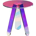 Vevor Rundt iriserende sidebord, akryl endebord, klart regnbuefarget akryl salongbord for drikke, mat, snacks brukt i stue, soverom og arbeidsrom