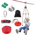 Vevor Zipline-sett for barn og voksne, 65 fot zipline-sett opptil 500 lb, hurtigoppsett for utendørs bruk i hagen, lekeplassunderholdning med zipline, sikkerhetssele i nylon, sete og styre