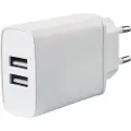 Vivanco CHARGVVUSB3.4AW - Strømadapter - 3.4 A - 2 utgangskontakter (USB) - hvit
