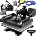 Vevor varmepressemaskin 12 x 15 tommer 8 i 1 varmepresse 360° rotasjon svingbar svart varmepresse 1000W sublimeringsmaskin 8 i 1 skjortetrykkmaskin dobbeltrørs oppvarming for DIY-tallerkener caps krus