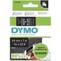 Dymo D1 tape, 24mm x 7m rull, hvit på sort