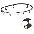 QAZQA Moderne skinnesystem med 8 sorte spotlights, 1-fase, ovalt, 200 cm - Iconic Jeana