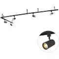 QAZQA Moderne hengende skinnesystem med 5 sorte spotlights 1-fase - Iconic Jeana