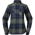 Bergans Nordmarka Flanellskjorte Dame Green Mud/Navy Blue Check M