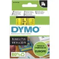 Dymo D1 tape, 6mm x 7m rull, sort på gul
