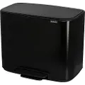 Brabantia Bo Pedal Bin - Søppelbøtte - flipp-lokk - 33 L - fotpedal - avfallssortering - matt svart