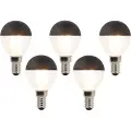 LUEDD Sett med 5 E14 dimbare LED-filamentpærer P45 sort 300lm 2700K