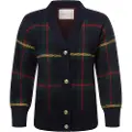 Gant for woman. 4805298 V-neck cardigan with large navy checks (S), Casual, Wool