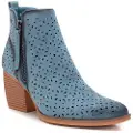 Refresh for woman. 17251901-JEANS Leather ankle boots 172519 blue (37), 5 to 8 cm, Zip, Casual