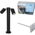 QAZQA Utendørs lampe svart med jordspyd og kabelnippel 45cm 2-lys IP44 - Duo
