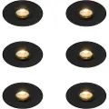 QAZQA Sett med 6 Moderne innfelt spot svart 12 cm - Buco