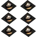 QAZQA Sett med 6 Moderne innfelt spot svart justerbar - Chuck 70