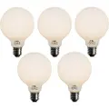 LUEDD Sett med 5 E27 3-trinns dimbar LED-pære opal G95 4W 450lm 3000K