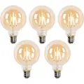 LUEDD Sett med 5 smarte E27 LED-pærer G95 gull 4,9W 470lm 1800-4000K