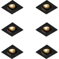 QAZQA Sett med 6 moderne innfelte spotter svart 9,3 cm roterbare og vippbare - Chuck