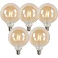 LUEDD Sett med 5 smarte E27 LED-pærer G125 gull 4,9W 470lm 1800-4000K