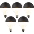 LUEDD Sett med 5 E27 dimbare LED-glødetrådslamper G95 sort 550lm 2700K