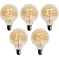 LUEDD Sett med 5 E27 Dimbar LED Spiral Filament G95 4W 270lm 2200K