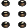 QAZQA Sett med 6 moderne, svarte, roterbare og vippbare innfelte spotter - Alloy