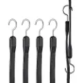 Vevor 4-delt flat strikksnor, 20 mm kraftige strikkstropper med stål-S-kroker, 40" elastisk strikktau for last, presenninger, lastebiler og telt, svart
