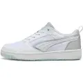Puma Rebound v6 Low Aqua Metallics Sneakers Unisex, Shoes, White/Silver/Peaceful Blue, 38