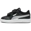 Puma Smash 3.0 Glitz Glam Toddlers'Sneakers, Shoes, Black/Silver/White, 27