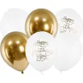 Party Deco PartyDeco SB14P-305-000-6, Toy balloon, Latex, Gull, Hvit, Bursdag, Oval, 30 cm