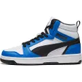 Puma Rebound V6 Mid Sneakers Youth, Shoes, White/Black/Racing Blue, 35.5