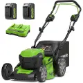 Greenworks 2x24V batteri gressklipper Batteridrevet gressklipper 46cm G24X2LM46SPK4X dobbel lader + 2 batterier 4Ah