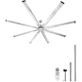 Vevor 244 cm takvifte uten lys, 6-trinns fjernkontroll, aluminium 8-blader, reversibel likestrømsmotor, moderne lavprofil innfelt vifte for soverom, stue, terrasse, innendørs/utendørs, børstet nikkel