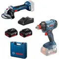 Bosch Combo Kit 18v Gdx 180-li+gws 180 2x4.0ah Elektrisk Skrutrekker