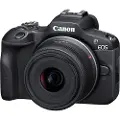 Canon EOS R100 - Digitalkamera - speilløst - 24.1 MP - APS-C - 4K / 29.97 fps - 2.5optisk x-zoom RF-S 18-45 mm F4.5-6.3 IS STM linse - Wi-Fi, Bluetooth - svart