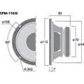 Monacor SPM-116/8, Mellomtonehøyttaler-driver, 40 W, Rund, 80 W, 8 O, 0 - 18000 Hz