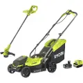 Ryobi Sett: batteridrevet gressklipper OLM1833 33cm + podkaszarka batteridrevet RY18LT23A 23cm + akumulator 4.AH + lader