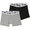 Puma Boxer Briefs (2-Pack) Men, Clothing, Middle Grey Melange/Black, 2
