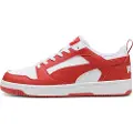 Puma Rebound V6 Low Sneakers, Shoes, White/Red Fire, 37