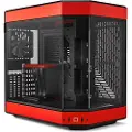 HYTE Y60 - Mid tower - utvidet ATX (E-ATX) - sidepanel med vindu (herdet glass) - ingen strømforsyning (ATX) - rød - USB/lyd