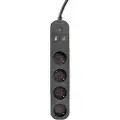 Gembird TSL-PS-S4U-01 - Smart strømstripe - AC 230 V - 3680 watt - Wi-Fi - inngang: type F - utgangskontakter: 4 (type F, 2 x USB, 24 pin USB-C) - 1.5 m kabel - svart