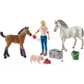 Schleich Gårdsverden 42486 Veterinær Besøker Hoppe Og Føll