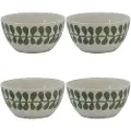 Tina Bowl vegetable Skåle set/ 4 stk 10cm Ø - Stengods - Vit/ Grön